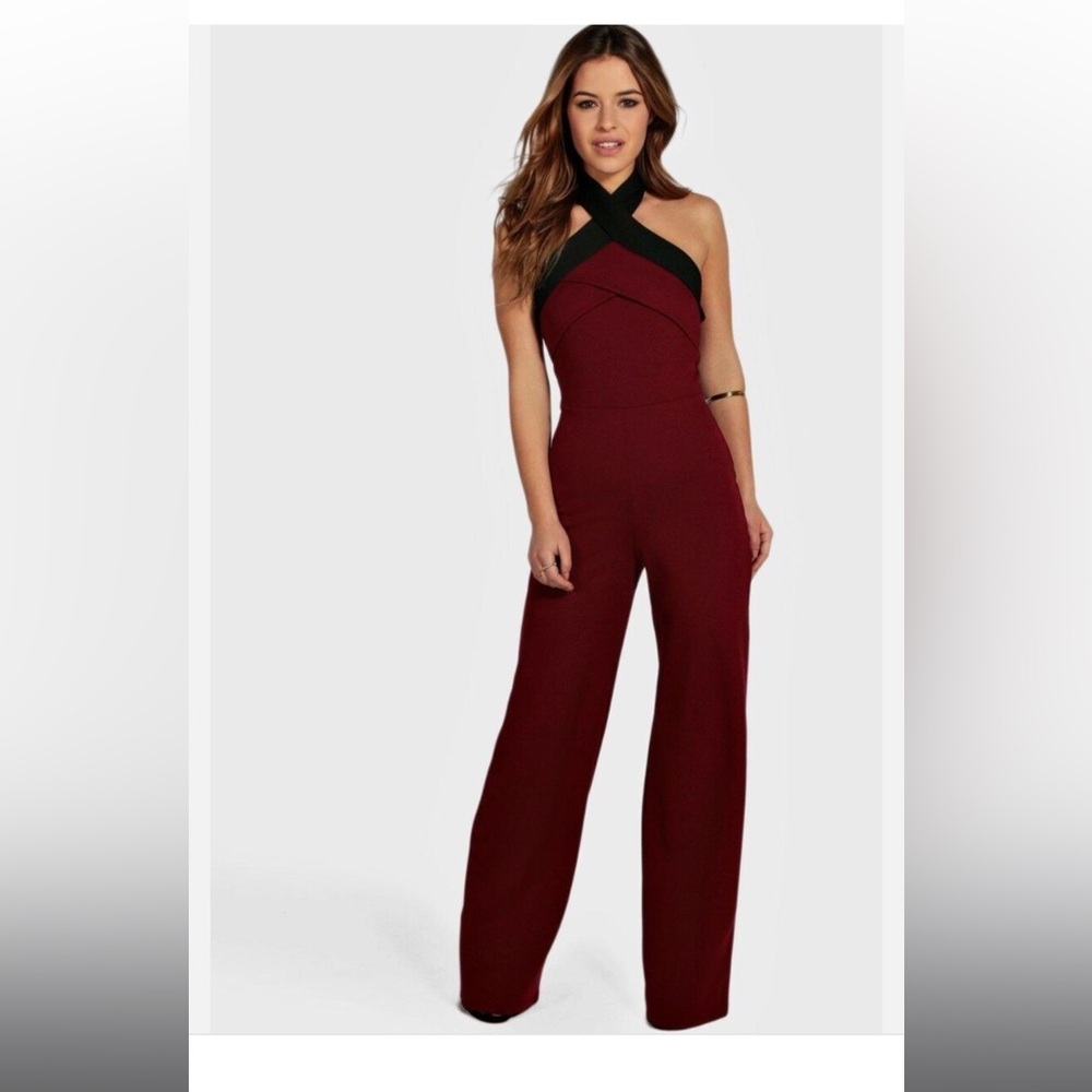 Boohoo Petite Halter Jumpsuit
